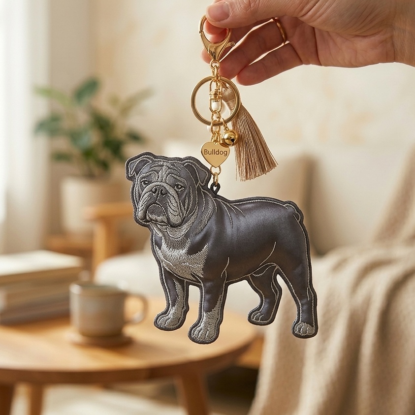 silk key chain bulldog