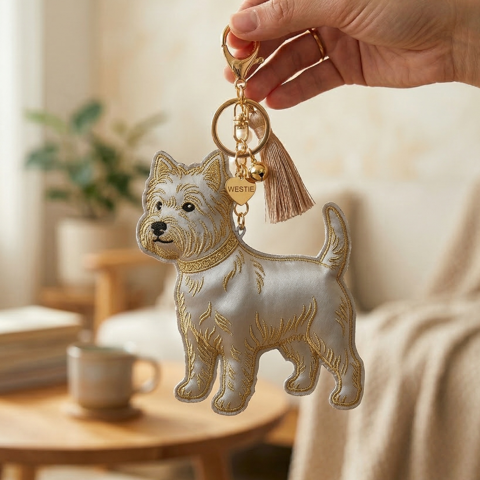 silk key chain west highland white terrier